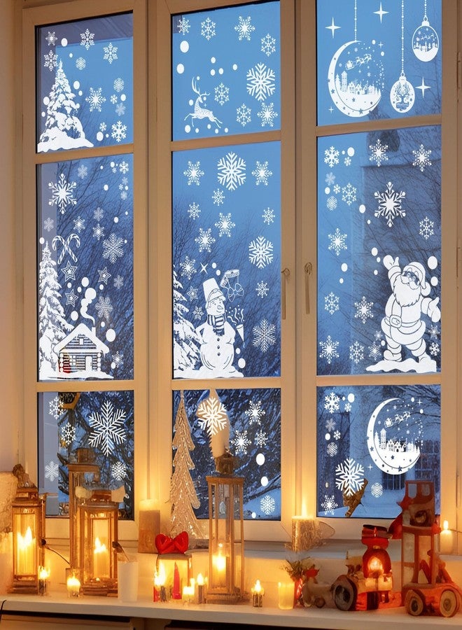 Plexaris Christmas Window Decorations - 260 Pcs Double-Sided Stickers, 9 Sheet Reusable White Vinyl PVC Snowflake Decals for Windows and Mirrors - Image 2